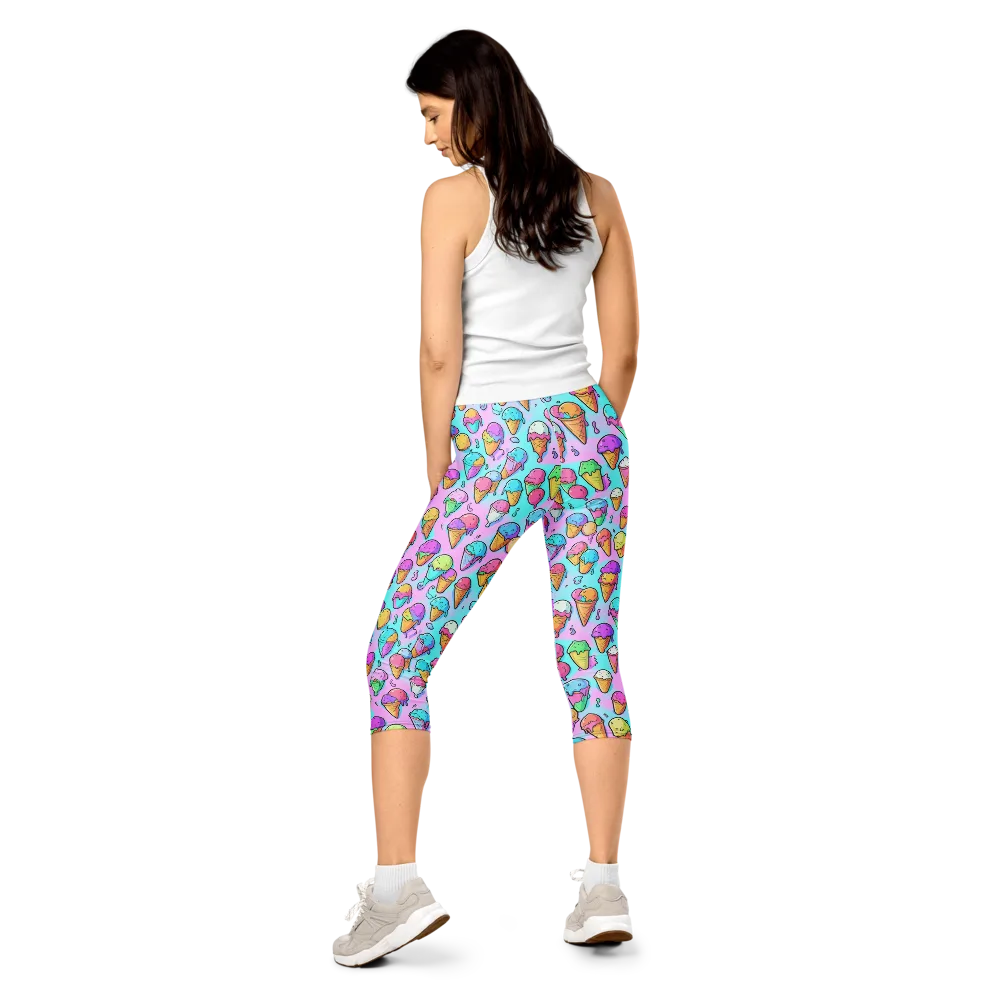 Neon Sundae on Capri Leggings — Back