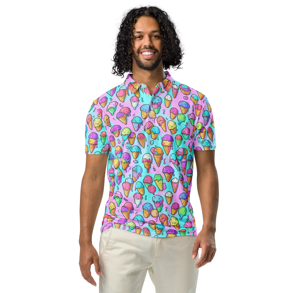 Neon Sundae on Men's Slim Fit Polo Shirt — Front