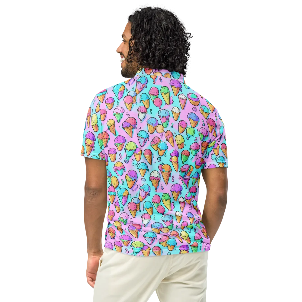 Neon Sundae on Men's Slim Fit Polo Shirt — Back