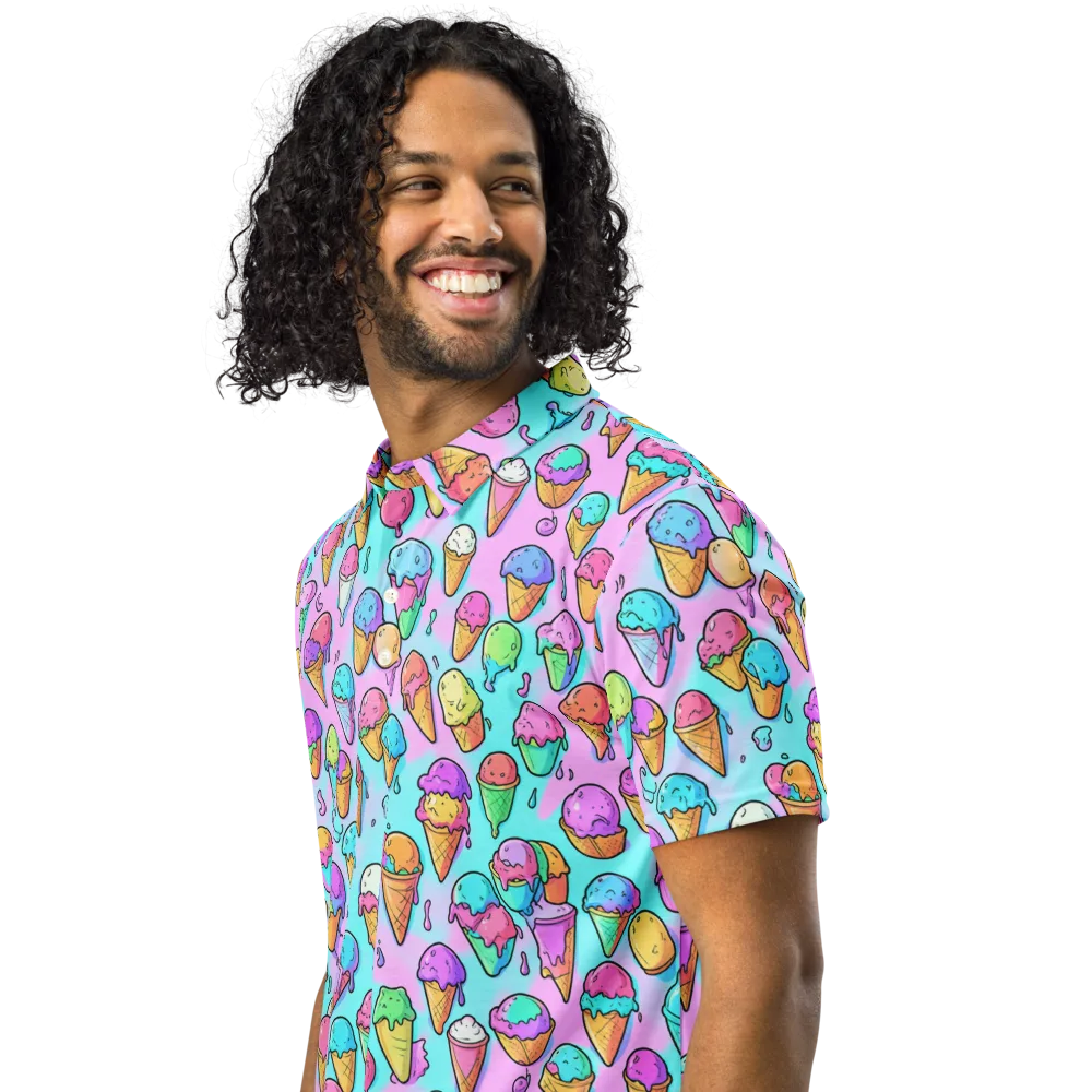 Neon Sundae on Men's Slim Fit Polo Shirt — Left Front