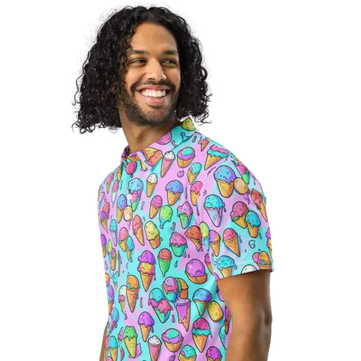 Neon Sundae on a Men's Slim Fit Polo Shirt
