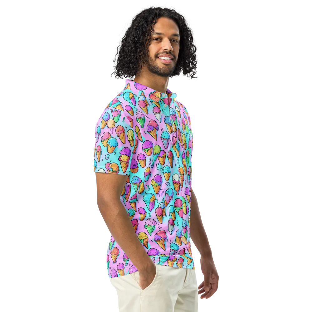 Neon Sundae on Men's Slim Fit Polo Shirt — Right Front