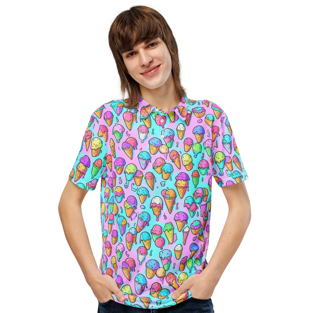 Neon Sundae on Men's Slim Fit Polo Shirt — Front