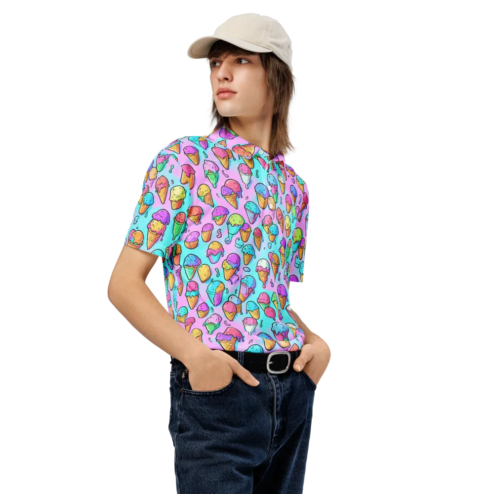 Neon Sundae on Men's Slim Fit Polo Shirt — Right Front