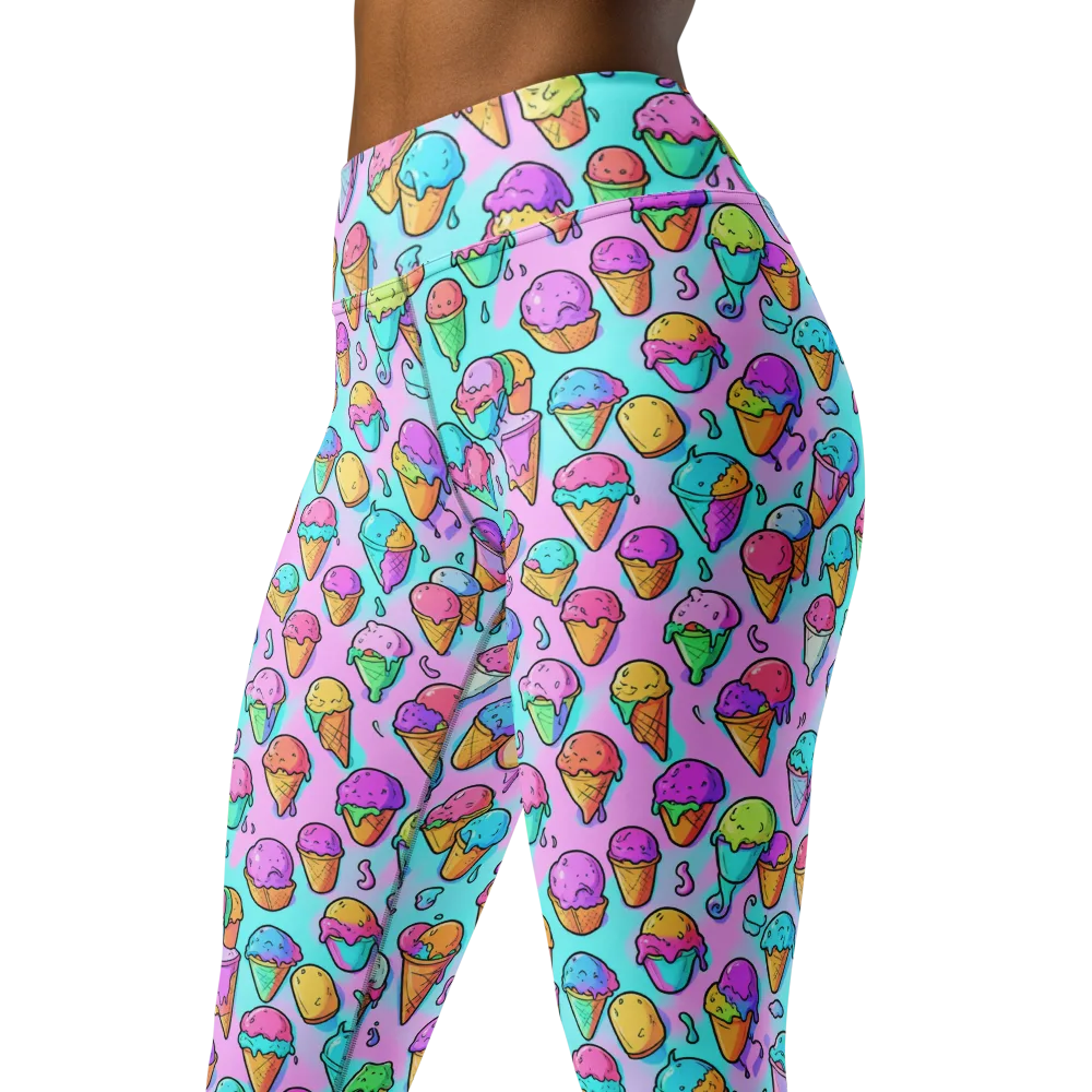 Neon Sundae on Yoga Leggings — Left Front