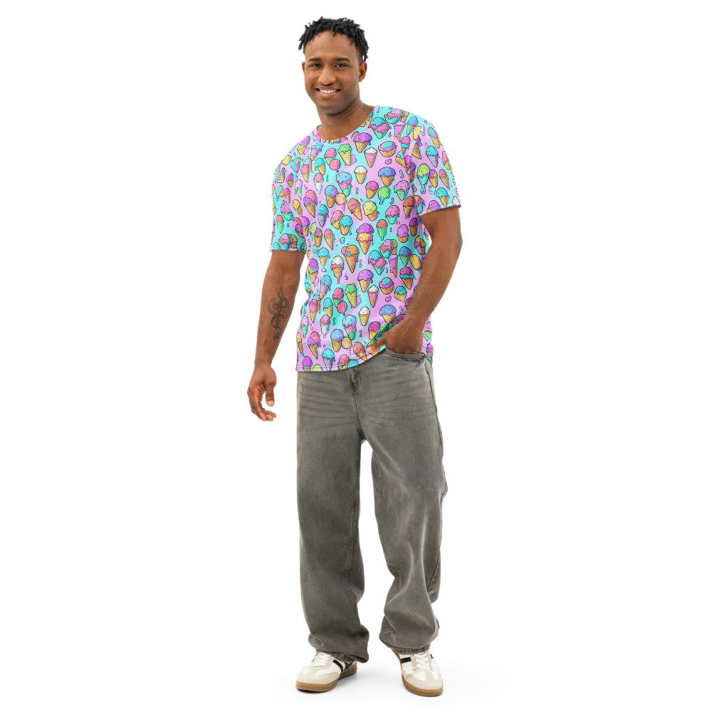 Neon Sundae on Men's Cotton Crew Neck T-Shirt — Front