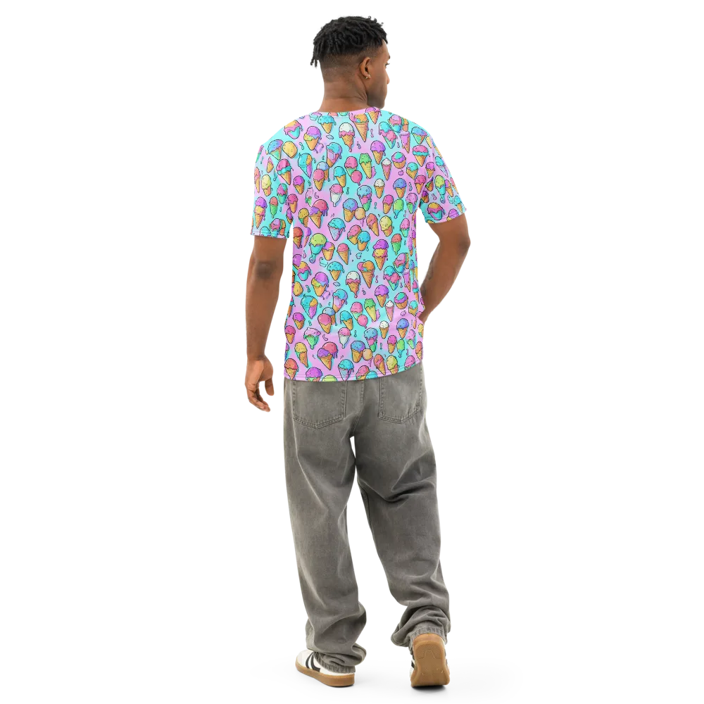 Neon Sundae on Men's Cotton Crew Neck T-Shirt — Back