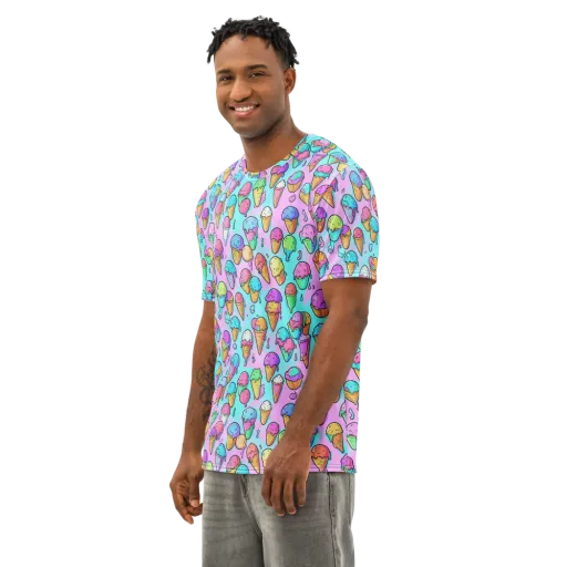 Neon Sundae on a Men's Cotton Crew Neck T-Shirt