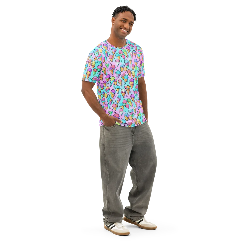 Neon Sundae on Men's Cotton Crew Neck T-Shirt — Right Front