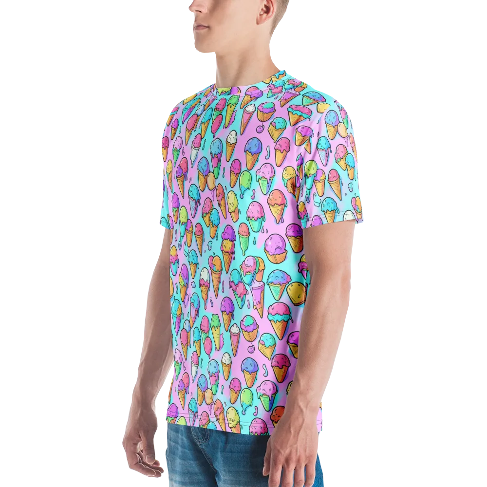 Neon Sundae on Men's Crew Neck T-Shirt — Left
