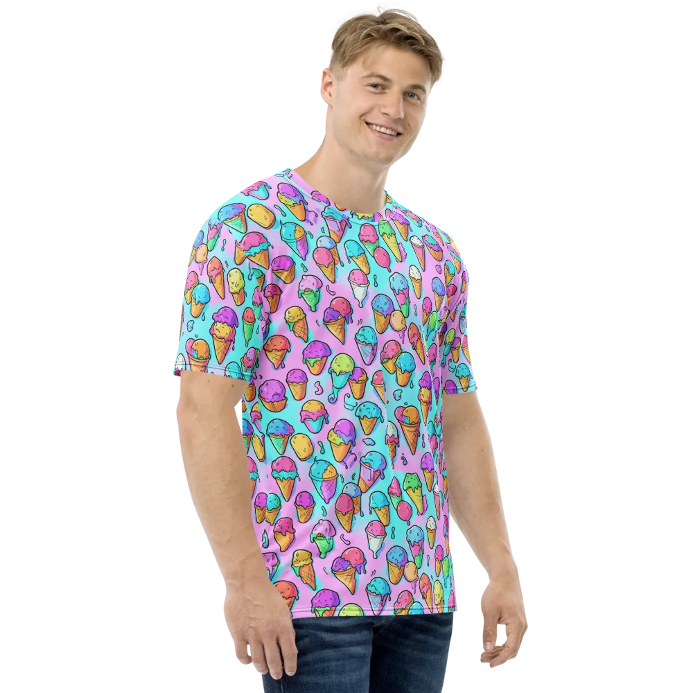 Neon Sundae on Men's Crew Neck T-Shirt — Right