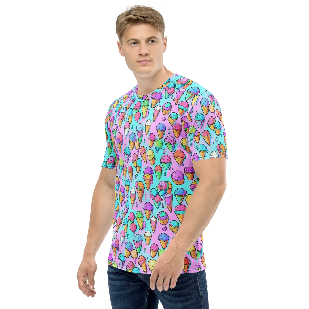 Neon Sundae on Men's Crew Neck T-Shirt — Left