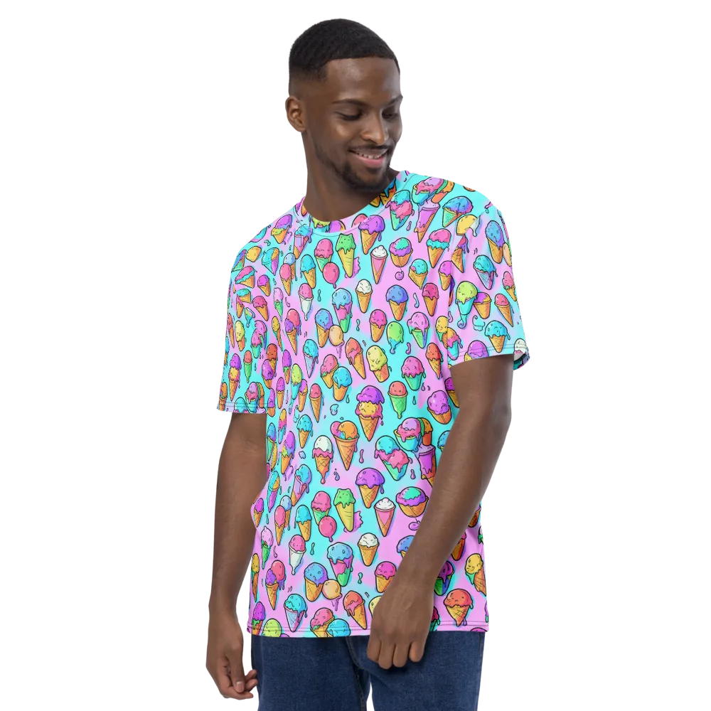 Neon Sundae on Men's Crew Neck T-Shirt — Left