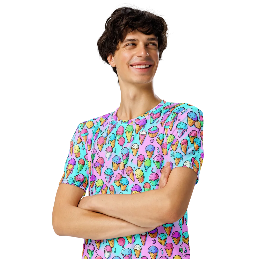 Neon Sundae on Men's Crew Neck T-Shirt — Left Front