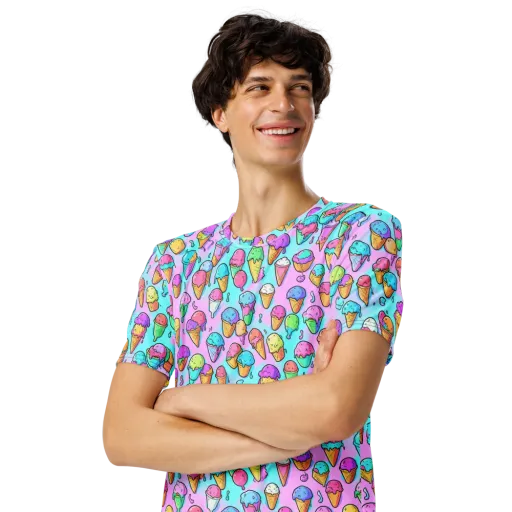 Neon Sundae on a Men's Crew Neck T-Shirt