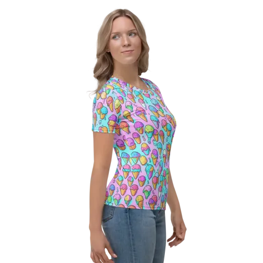 Neon Sundae on a Women's Crew Neck T-Shirt
