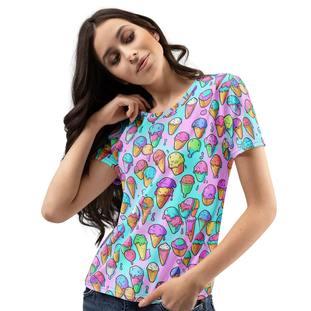 Neon Sundae on Women's Crew Neck T-Shirt — Left Front