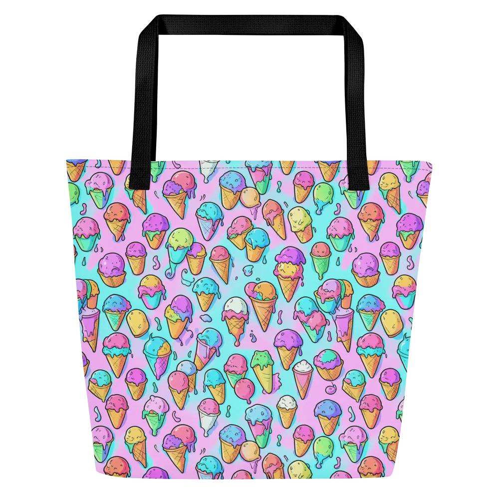 Neon Sundae on Large Tote Bag W/ Pocket — Front