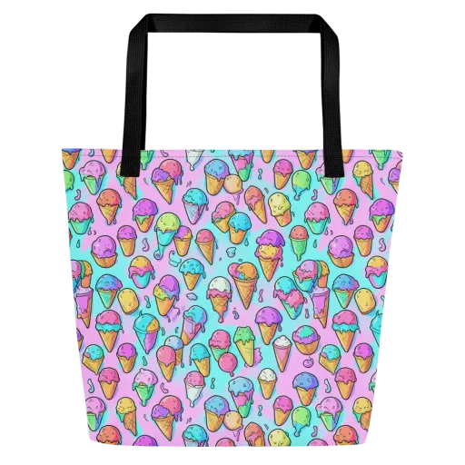 Neon Sundae on a Large Tote Bag W/ Pocket