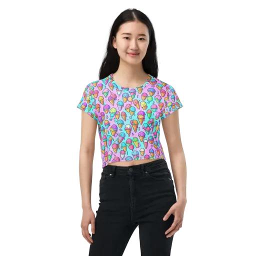 Neon Sundae on a Crop Tee