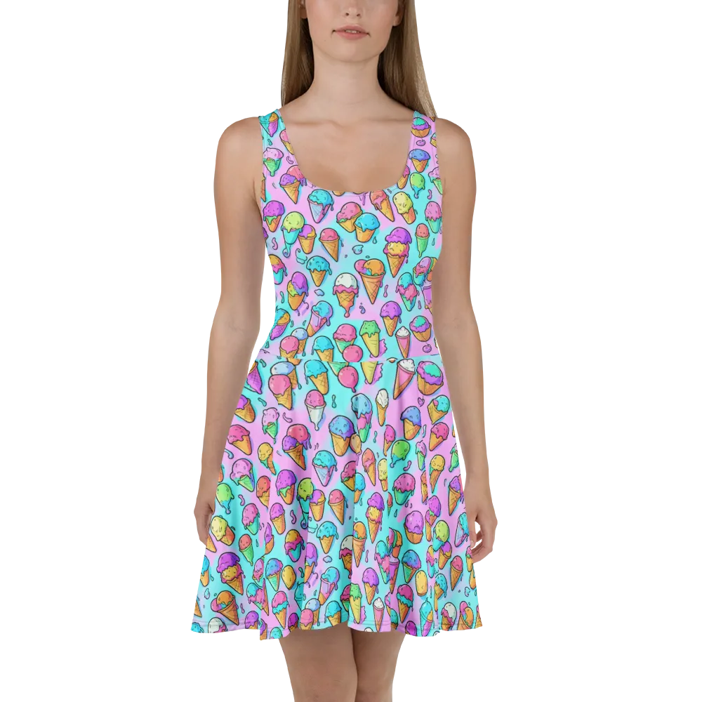 Neon Sundae on Skater Dress — Front