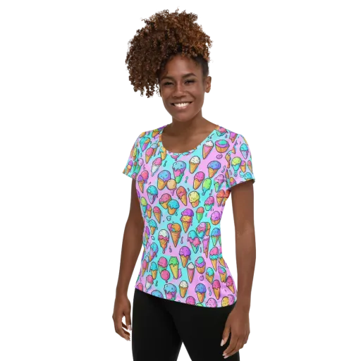 Neon Sundae on a Women's Athletic T-Shirt
