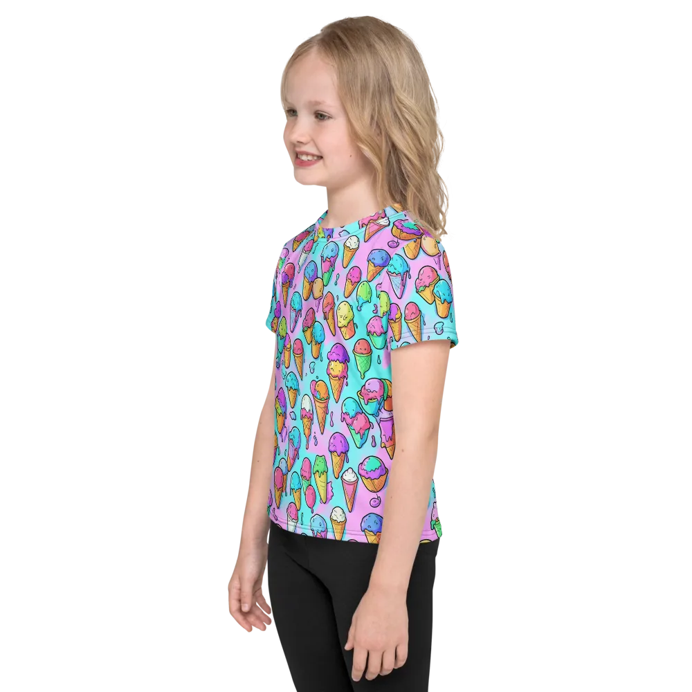 Neon Sundae on Kids Crew Neck T-Shirt — Left