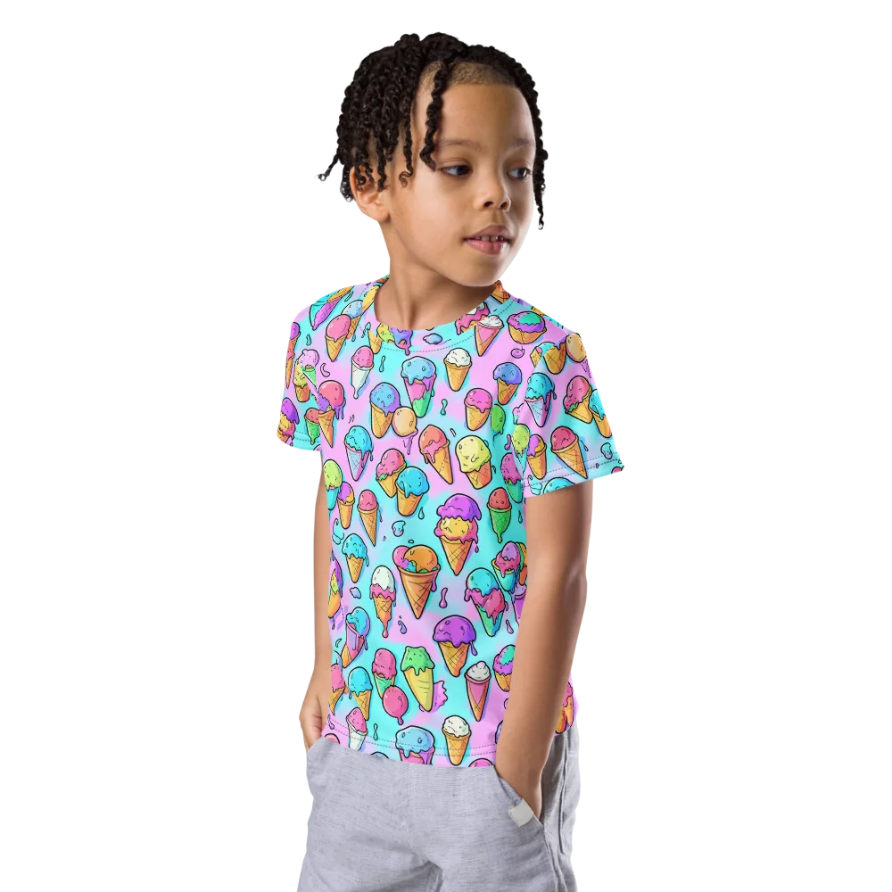 Neon Sundae on Kids Crew Neck T-Shirt — Left Front