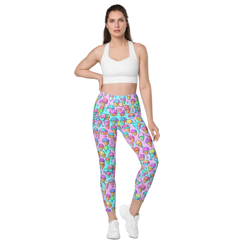 Neon Sundae on Leggings with Pockets — Front