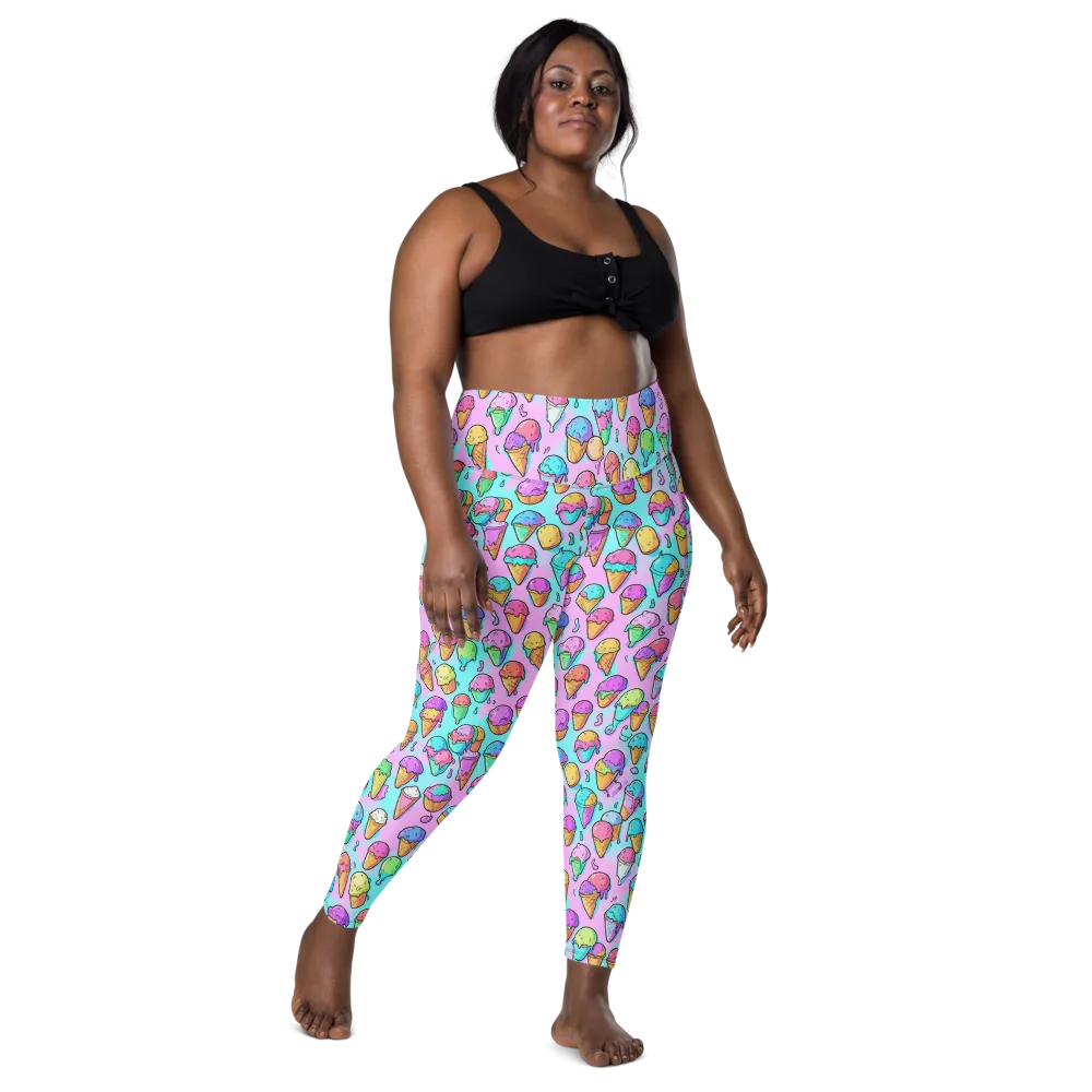 Neon Sundae on Leggings with Pockets — Front