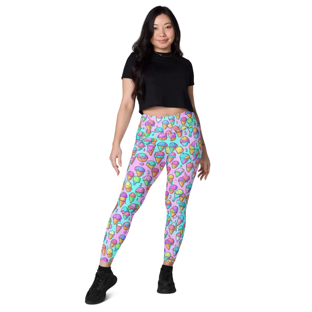 Neon Sundae on Leggings with Pockets — Front