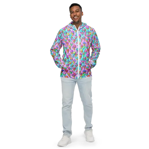 Neon Sundae on a Men's Windbreaker
