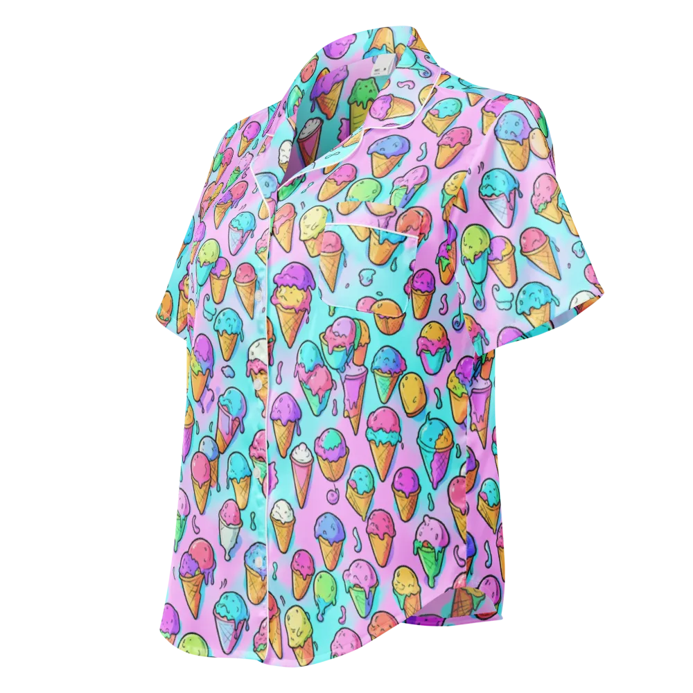 Neon Sundae on Women's Short Sleeve Pajama Top — Left Front