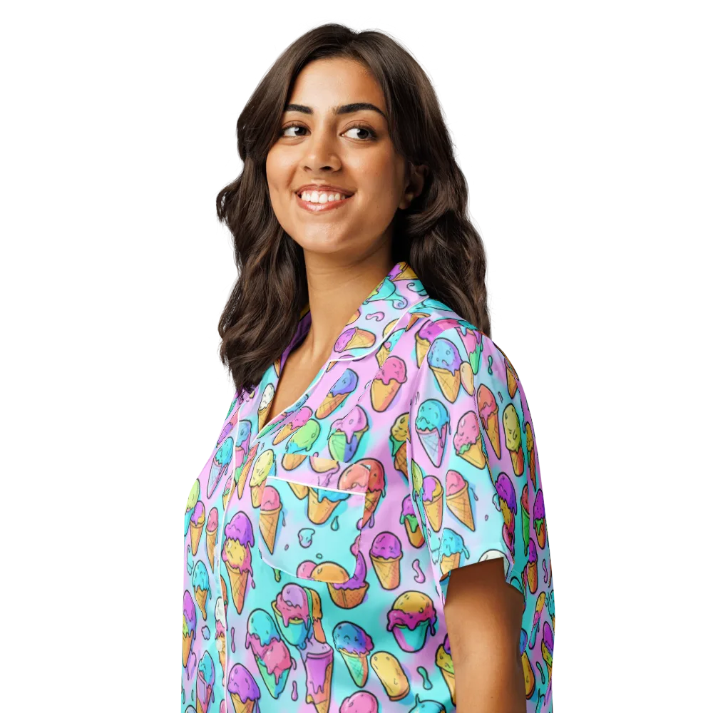 Neon Sundae on Women's Short Sleeve Pajama Top — Left Front
