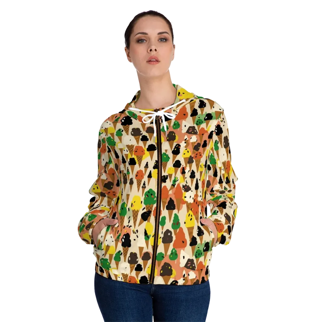 Cone Carnival on Women's Full-Zip Hoodie — Front On Person