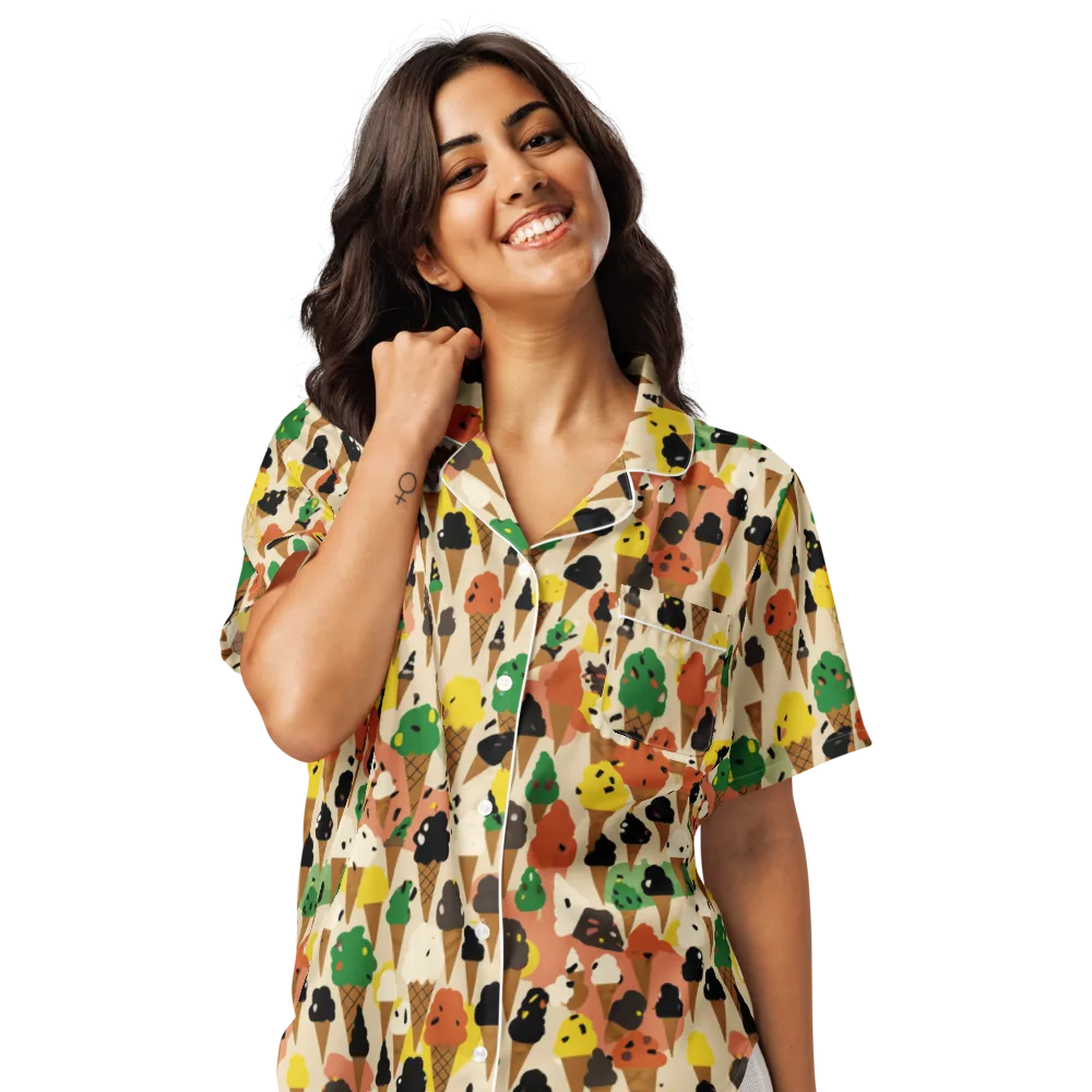 Cone Carnival on Women's Short Sleeve Pajama Top — Front