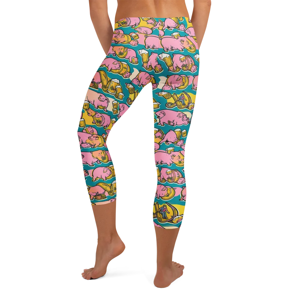 Pork And Pilsner on Capri Leggings — Back