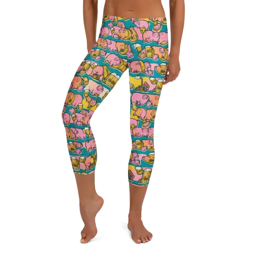 Pork And Pilsner on a Capri Leggings