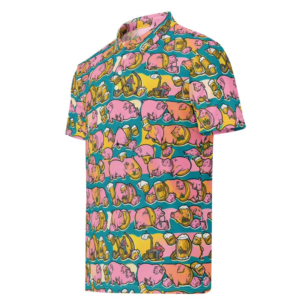 Pork And Pilsner on Men's Slim Fit Polo Shirt — Left Front