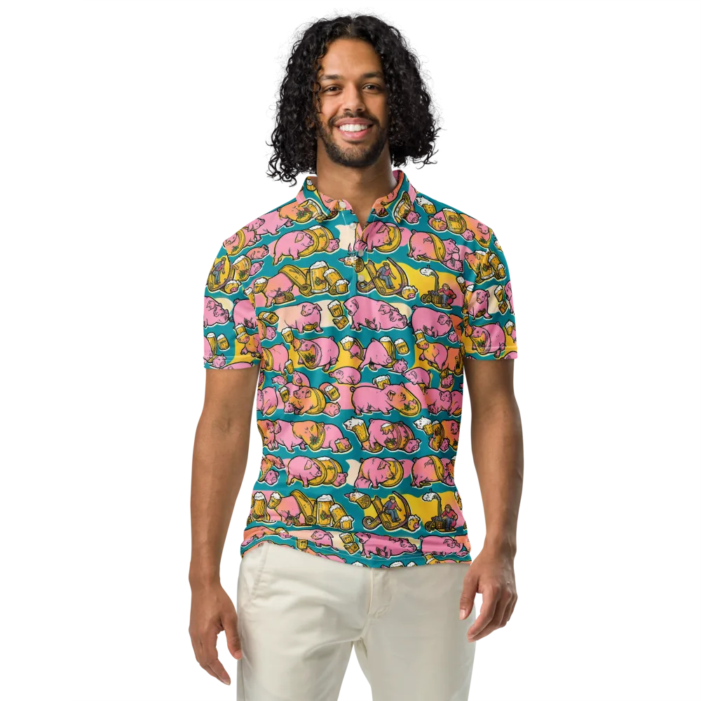 Pork And Pilsner on Men's Slim Fit Polo Shirt — Front