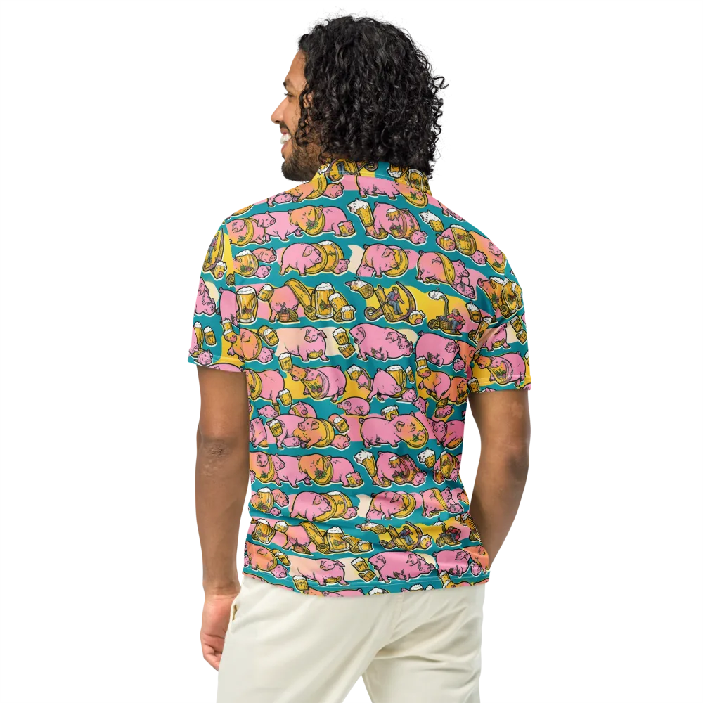 Pork And Pilsner on Men's Slim Fit Polo Shirt — Back