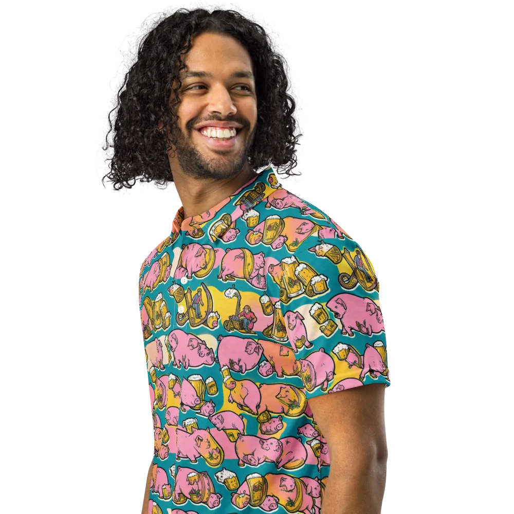 Pork And Pilsner on Men's Slim Fit Polo Shirt — Left Front