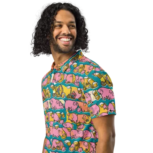 Pork And Pilsner on a Men's Slim Fit Polo Shirt