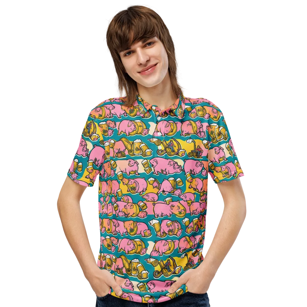 Pork And Pilsner on Men's Slim Fit Polo Shirt — Front