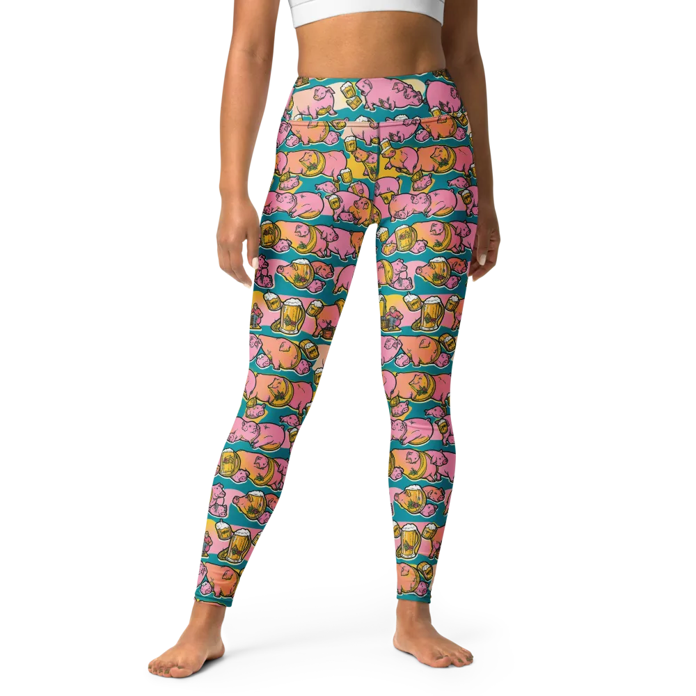 Pork And Pilsner on Yoga Leggings — Front