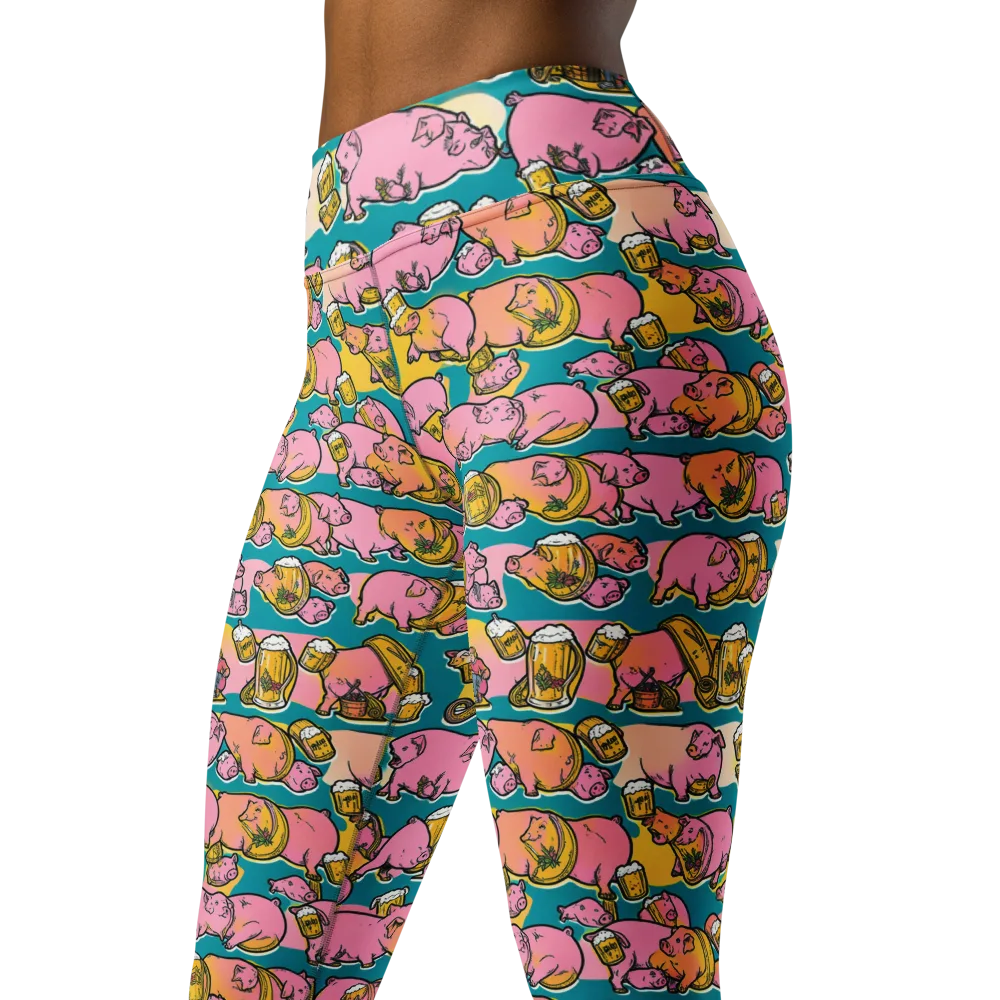 Pork And Pilsner on Yoga Leggings — Left Front