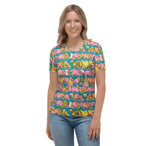 Pork And Pilsner on a Women's Crew Neck T-Shirt