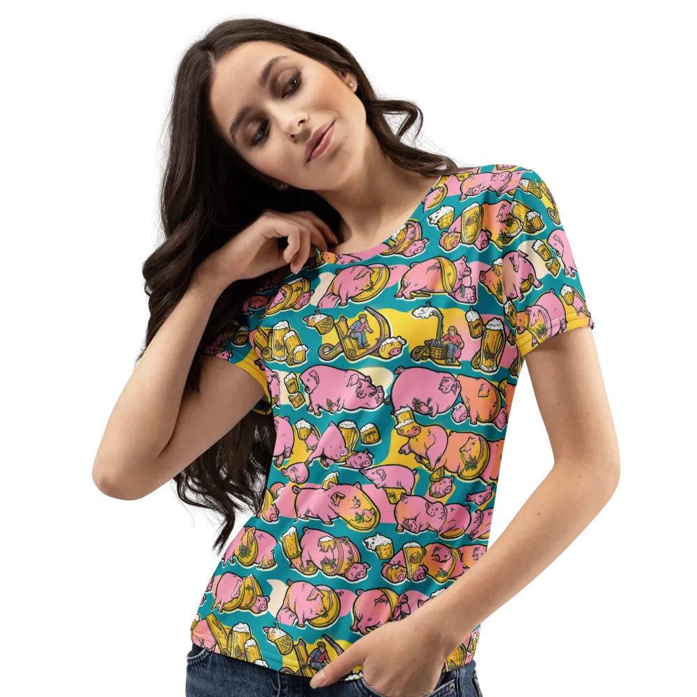 Pork And Pilsner on Women's Crew Neck T-Shirt — Left Front