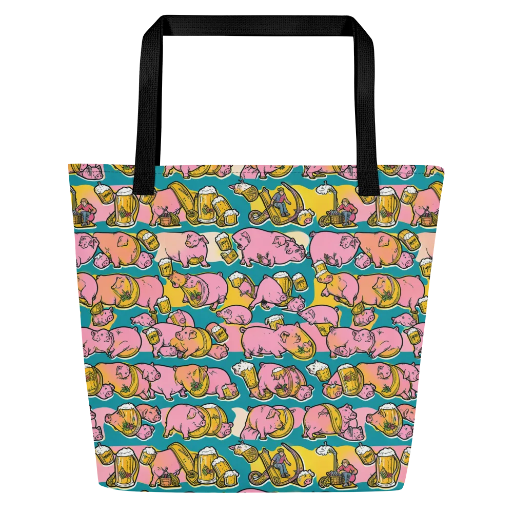 Pork And Pilsner on Large Tote Bag W/ Pocket — Front