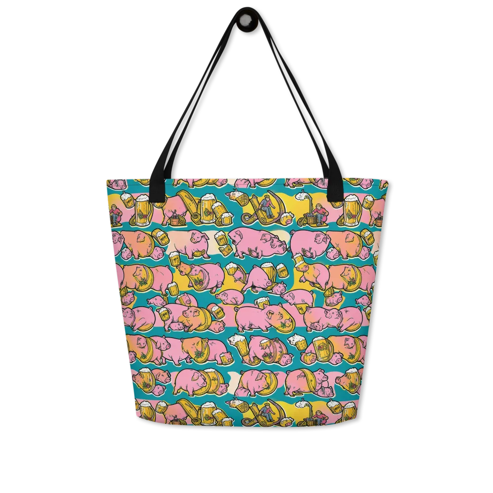 Pork And Pilsner on Large Tote Bag W/ Pocket — Front